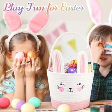 Personalized Easter Basket for Toddlers - Cute Bunny Design