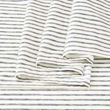 4-Piece Queen Size Stripe Microfiber Sheet Set | Ultra-Soft, Brushed Bedding Sheets & Pillowcases | Wrinkle Free, Comfortable, All-Season Bed Sheets (Queen, Dark Grey)