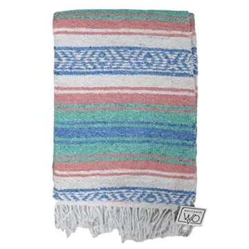 Open Road Goods Multi Color Mexican Falsa Blanket - Handwoven in Mexico - Great for The Beach, Picnics, Yoga, or a Throw! (Beach CT)