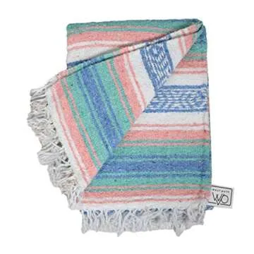 Open Road Goods Multi Color Mexican Falsa Blanket - Handwoven in Mexico - Great for The Beach, Picnics, Yoga, or a Throw! (Beach CT)