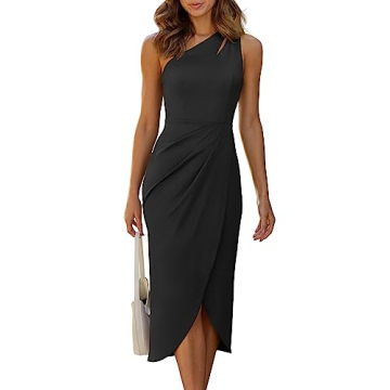 LILLUSORY Women's Summer Elegant Evening Party Midi Dresses 2023 Classy Little Black Funeral Mid Len...