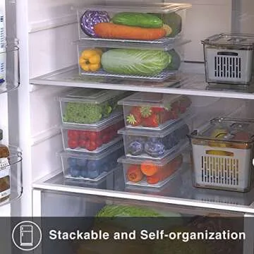 SILIVO Produce Saver Containers for Refrigerator (6 Pack) - 1.5L Fruit Storage Containers for Fridge, Vegetable Storage Containers with Drain Tray Keep Fresh for Veggie, Fruit, Lettuce and Salad