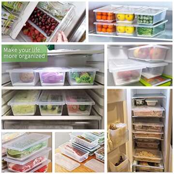 SILIVO Produce Saver Containers for Refrigerator (6 Pack) - 1.5L Fruit Storage Containers for Fridge, Vegetable Storage Containers with Drain Tray Keep Fresh for Veggie, Fruit, Lettuce and Salad