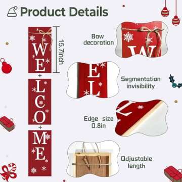 Christmas Porch Welcome Sign for Cozy Home Decor