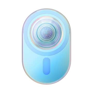 PopSockets Phone Grip Compatible with MagSafe®, Phone Holder, Wireless Charging Compatible, Pill-Shaped Grip - Clear Iridescent