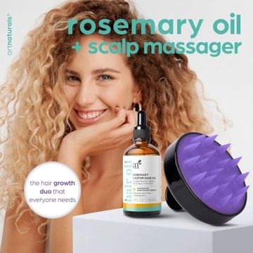 ArtNaturals Rosemary Castor Hair Oil + Massager Set 4 oz