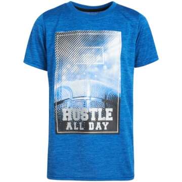 Pro Athlete Boys Active Shorts Set 4 Piece Dry Fit Performance T-Shirt and Basketball Shorts (4-16), Size 8, BlackBlue Hustle