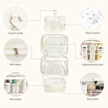 Mkono Hanging Travel Toiletry Bag with Macrame Tassel Makeup Bag for Women and Girl, Boho Cosmetic Case Large Capacity Bathroom Travel Organizer for Accessories, Perfect for Traveling Daily Use Gift