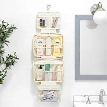 Mkono Hanging Travel Toiletry Bag with Macrame Tassel Makeup Bag for Women and Girl, Boho Cosmetic Case Large Capacity Bathroom Travel Organizer for Accessories, Perfect for Traveling Daily Use Gift