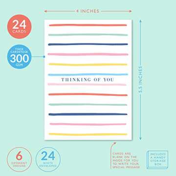 Sweetzer & Orange Thinking of You Cards with Envelopes – 24 Count Boxed Greeting Cards