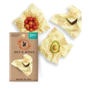 Bee's Wrap Reusable Beeswax Food Wraps Made in the USA, Eco Friendly Beeswax Wrap for Food, Sustaina...