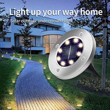 Aogist Solar Ground Lights 12 Packs - 8 LED Waterproof Outdoor Lights