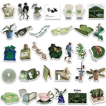 Cute Aesthetic Stickers Pack - 62 Waterproof Vinyl Stickers