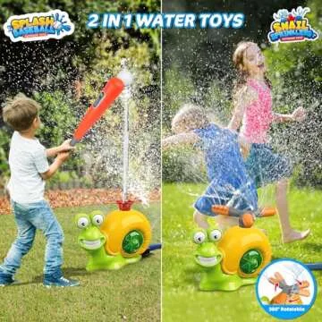 VATOS Water Sprinkler Baseball Toy for Kids Outdoor Play, 2 in 1 Snail Summer Water Game with 2 Spri...