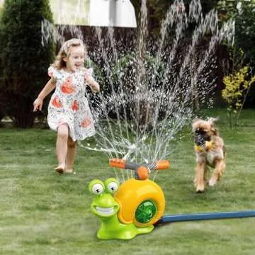 VATOS Water Sprinkler Baseball Toy for Kids Outdoor Play, 2 in 1 Snail Summer Water Game with 2 Sprinkler Heads, 360° Roating Spray Water Baseball for Boys Girls Summer Backyard Lawn Pool Party Fun