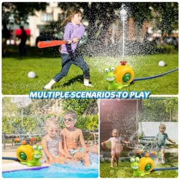 VATOS Water Sprinkler Baseball Toy for Kids Outdoor Play, 2 in 1 Snail Summer Water Game with 2 Sprinkler Heads, 360° Roating Spray Water Baseball for Boys Girls Summer Backyard Lawn Pool Party Fun