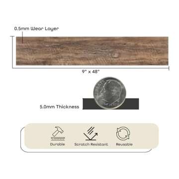 Looselay Vinyl Plank Flooring, 8 Planks - 9" x 48", Aged Driftwood - No Adhesive Needed, Embossed DIY Flooring - Natural Wood Grain Feel for Kitchen, Dining Room, & Bedrooms by Achim Home Decor