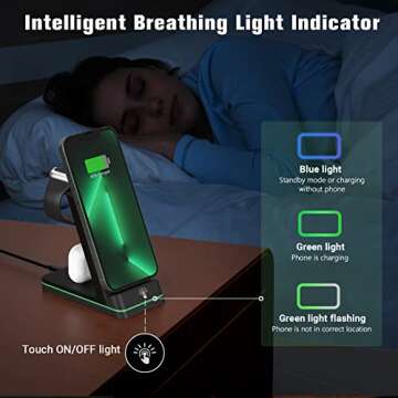 Charging Station for Apple Devices, 3 in 1 Wireless Charger Stand with 20W USB C Adapter Compatible with iPhone 14 13 12 11 Pro Max 8 XS XR, Fast Charging Stand Dock for Apple Watch Series & AirPods