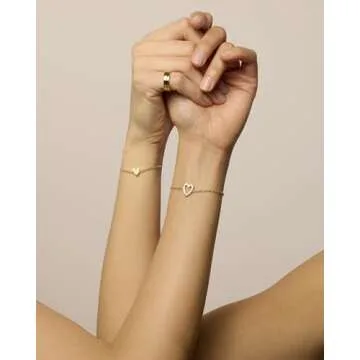 PAVOI Heart Charms Bracelet Set | Adjustable Gold Plated Jewelry