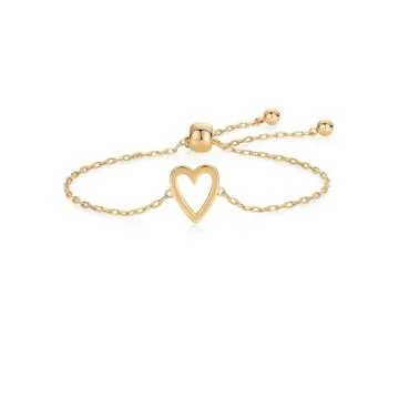 PAVOI Heart Charms Bracelet Set | Adjustable Gold Plated Jewelry