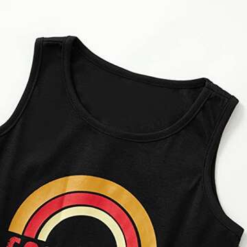 Focamia Mommy and Me Good Vibes Tassel Hem Matching Mini Tank Dresses with Rainbow Printed (Women Black, Large)