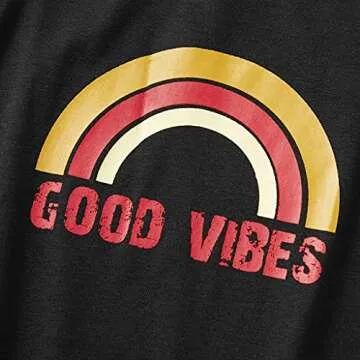 Focamia Mommy and Me Good Vibes Tassel Hem Matching Mini Tank Dresses with Rainbow Printed (Women Black, Large)