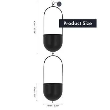 ibigbean Set of 2 Metal Hanging Planters - Flower Pots Matte Black - Big Size Pots - Mid Century Mod...