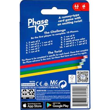 Mattel Games Phase 10 Card Game with 108 Cards, Great Game for Kids, Family or Adult Game Night, Ages 7 Years and Older