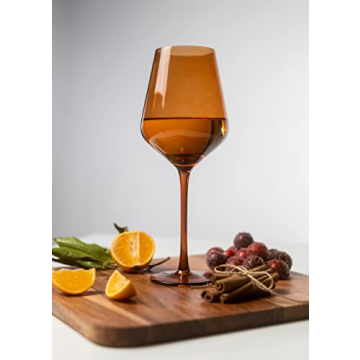 Saludi Dark Orange Leaf Wine Glasses Set of 6