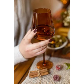 Saludi Dark Orange Leaf Wine Glasses Set of 6