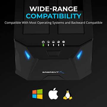 SABRENT USB 3.0 to SATA I/II/III Dual Bay External Hard Drive Docking Station for 2.5 or 3.5in HDD, SSD with Hard Drive Duplicator/Cloner Function [20+TB Support] (EC-HD2B)