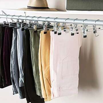 Zober Metal Skirt Hangers - Pack of 20 Pants Hangers with Clips - Multi Stackable Space Saving Hangers - Adjustable Clip for Skirts, Jeans, and Pants W/Non-Slip Grip