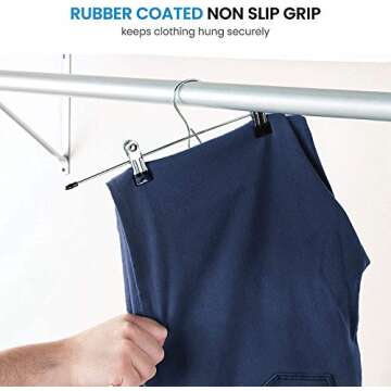 Zober Metal Skirt Hangers - Pack of 20 Pants Hangers with Clips - Multi Stackable Space Saving Hangers - Adjustable Clip for Skirts, Jeans, and Pants W/Non-Slip Grip