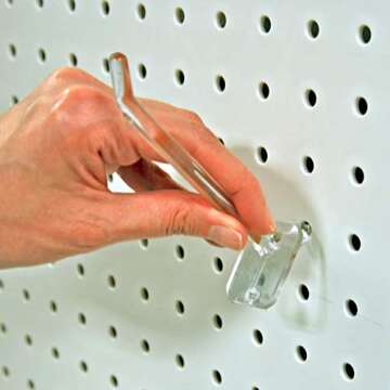 Azar Displays 800004-C Pack of 50 Clear Pegboard Hooks (Also Available in Black & White) - 4” Pegb...