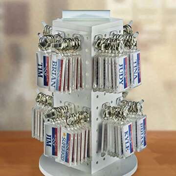 Azar Displays 800004-C Pack of 50 Clear Pegboard Hooks (Also Available in Black & White) - 4” Pegboard Hook Set (2” & 6” Pegboard J Hooks Also Available) - Polycarbonate Plastic Hooks for Retail