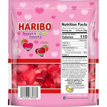 HARIBO Sweet & Sour Hearts Gummi Candy, 9 oz. (Pack of 8)