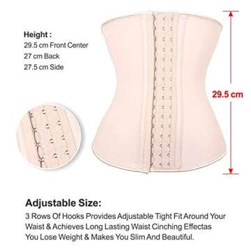 YIANNA Waist Trainer for Women Underbust Latex Sport Girdle Corsets Cincher Hourglass Body Shaper, (Beige, XS)