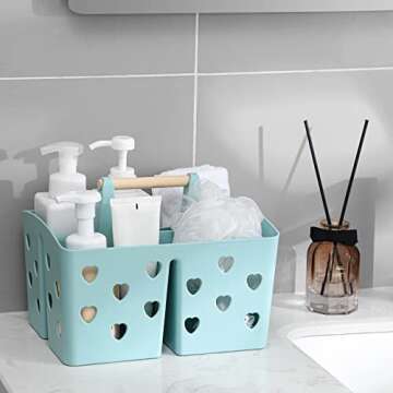 Anyoifax Portable Shower Caddy Plastic Shower Basket Organizer Divided Bathroom Caddy Storage Cleann...