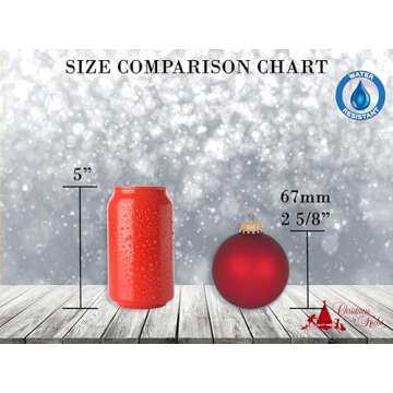 Christmas By Krebs Made in The USA Designer Seamless Glass Christmas Ball Ornaments, 2 5/8" (67mm), 8 Pieces (Shiny Pearl)