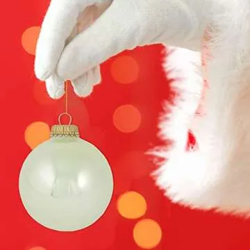 Christmas By Krebs Made in The USA Designer Seamless Glass Christmas Ball Ornaments, 2 5/8" (67mm), 8 Pieces (Shiny Pearl)