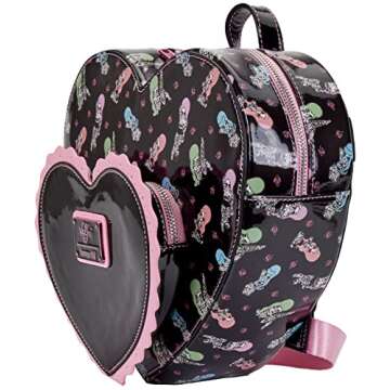 Loungefly Valfre Double Heart Mini Backpack - Cute Faux Leather Bag with Heart Design