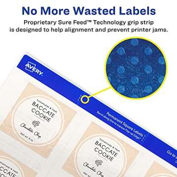 Avery Printable Blank Square Labels, 2" x 2", Glossy Crystal Clear, 120 Customizable Labels (22853)