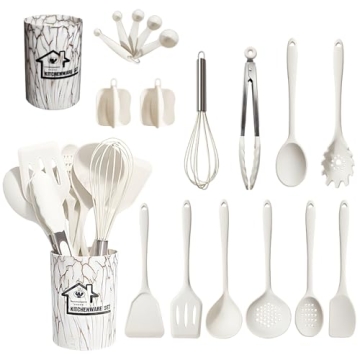 Silicone Cooking Utensils Set, 18PCS Kitchen Utensils Set, Kitchen Gadgets Tools Set for Nonstick Co...