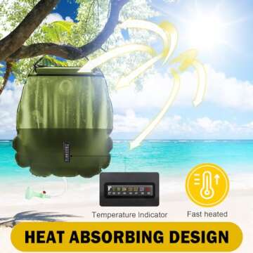 KIPIDA Solar Shower Bag | 5 Gal/20L Solar Heating Camping Shower Bag | Removable Hose | On-Off Switchable Shower Head | Ducha Portatil | Traveling Shower | Portable Shower for Beach Swimming, Hiking