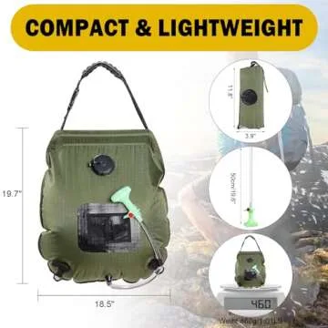 KIPIDA Solar Shower Bag Portable 5 Gallon | Outdoor Shower