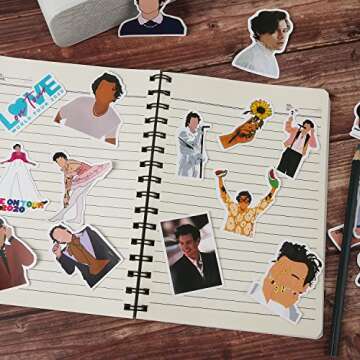 Harry Edward Styles Stickers Singer Merch, Waterproof Decal for Water Bottles Laptops Computers Phone Cases Guitars