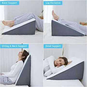 Touchutopia Bed Wedge Pillow for Sleeping, 10" 24" 24" Triangle Pillow Wedge, Cooling Memory Foam Top, Elevated Support Wedge Pillow - Removable Washable Cover
