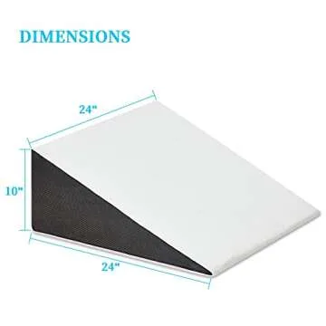 Touchutopia Bed Wedge Pillow for Sleeping, 10" 24" 24" Triangle Pillow Wedge, Cooling Memory Foam Top, Elevated Support Wedge Pillow - Removable Washable Cover