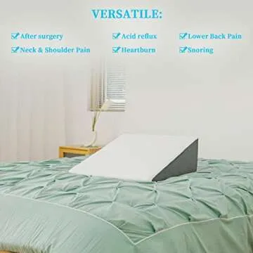 Touchutopia Bed Wedge Pillow for Sleeping, 10" 24" 24" Triangle Pillow Wedge, Cooling Memory Foam Top, Elevated Support Wedge Pillow - Removable Washable Cover