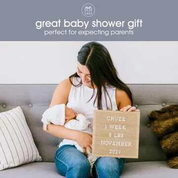 Pearhead Wooden Letterboard Set - Ideal Photo Sharing Prop for Baby Announcements, Milestone Keepsake, Custom Message Board and Shower Gift - Includes 188 Letters, Numbers, and Symbols - Natural Wood